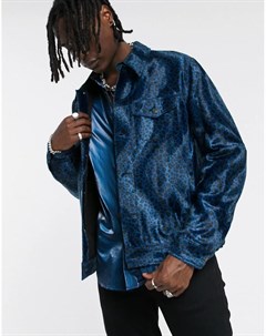 Синяя куртка в ковбойском стиле с леопардовым принтом Asos edition