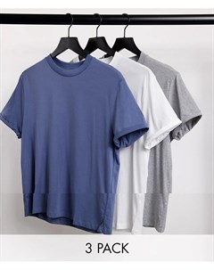 Комплект из 3 футболок из органического хлопка с отворотами на рукавах Asos design