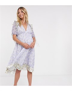 Платье с цветочным принтом и атласной отделкой ASOS DESIGN Maternity Asos maternity