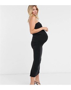 Черное платье бандо макси с высоким разрезом Club L London Maternity Club l maternity