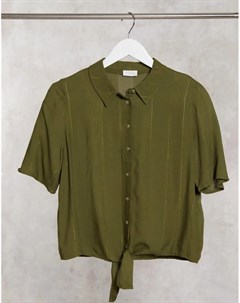 Оливково зеленая рубашка с завязками Vila