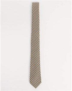 Узкий галстук в клетку коричневого цвета Asos design