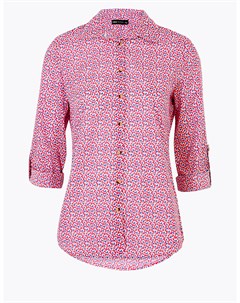 Рубашка из чистого хлопка с длинным рукавом с цветочным принтом Marks Spencer Marks & spencer