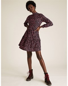 Многоярусное мини платье с цветочным принтом Marks Spencer Marks & spencer