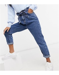 Синие джинсы с присборенной талией New look petite
