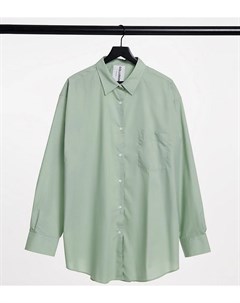 Оversized рубашка в винтажном стиле фисташкового цвета Plus Collusion