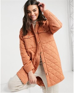 Стеганая удлиненная куртка оранжевого цвета Y.a.s