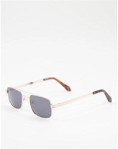 Золотистые солнцезащитные очки в квадратной оправе с дымчатыми линзами и дужкой Asos design