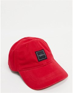 Красная кепка с контрастным принтом логотипа Hollister