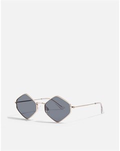 Солнцезащитные очки абстрактной формы в металлической оправе Topshop