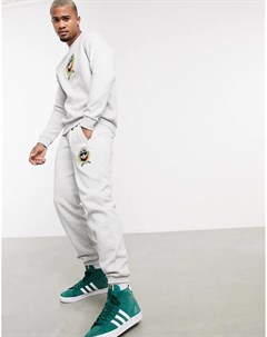Серые спортивные брюки из флиса с логотипом в университетском стиле от комплекта Adidas originals