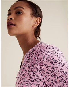 Блузка с мелким цветочным принтом и V горловиной Marks Spencer Marks & spencer