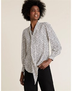 Блузка с объемными рукавами и принтом Pussybow Marks Spencer Marks & spencer