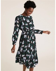Платье миди с цветочным принтом и круглым вырезом Marks Spencer Marks & spencer