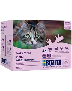 Multibox Meat In Sauce для взрослых кошек мультибокс мясной микс в соусе 85 гр х 12 шт 1 шт Bozita