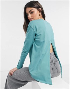 Бирюзовый лонгслив с разрезом на спине Asos design