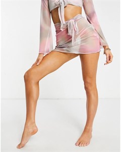 Сетчатая пляжная юбка с аэрозольным принтом от комплекта Asos design