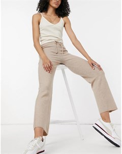 Трикотажные широкие брюки серо коричневого цвета от комплекта Asos design