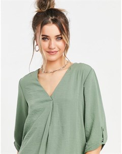 Зеленая блузка с V образным вырезом Jdy
