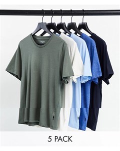 Набор из 5 футболок темно синего синего хаки бежевого черного цветов Burton menswear