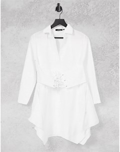 Белое платье рубашка с корсетной вставкой Lasula