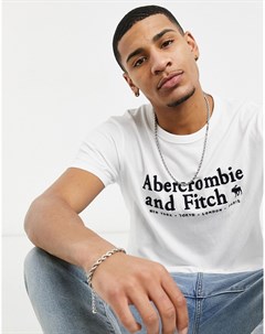 Белая футболка с логотипом Abercrombie & fitch