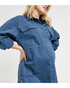 Синяя джинсовая рубашка в стиле oversized Topshop maternity