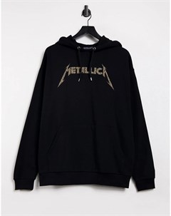 Oversized худи черного цвета Metallica Asos design