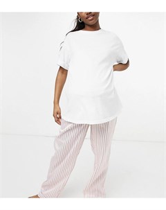 Атласные пижамные брюки кремового цвета в полоску Maternity Loungeable