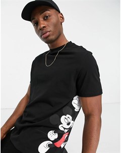 Черная футболка с принтом Disney Микки Маус сбоку Asos design