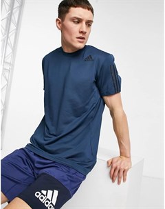 Синяя футболка с тремя полосками adidas Training Aeroknit Adidas performance