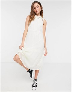 Бежевое платье миди с присборенной юбкой Vero moda