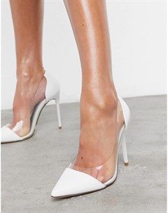 Белые свадебные туфли на каблуке шпильке с прозрачными вставками Truffle collection