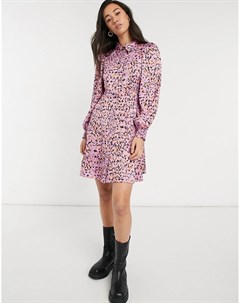 Розовое платье рубашка мини с абстрактным принтом Vero moda