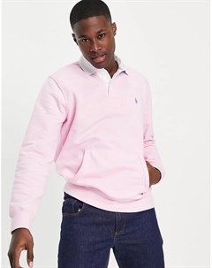 Розовый флисовый свитшот в стиле регби с карманом и логотипом игрока в поло Polo ralph lauren