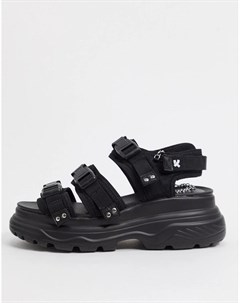 Черные сандалии на массивной подошве с пряжками Koi footwear