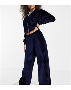 Эксклюзивные велюровые штаны широкого кроя темно синего цвета от комплекта Fashionkilla