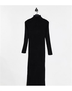 Черное облегающее трикотажное платье миди с высоким воротом Fashionkilla plus