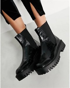 Черные ботинки челси с эффектом кожи крокодила Zinnia Raid
