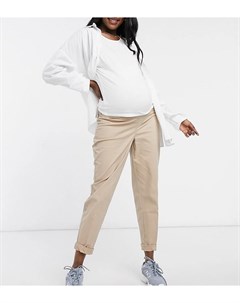 Светло бежевые брюки чиносы с посадкой под животом ASOS DESIGN Maternity Asos maternity