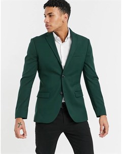 Темно зеленый костюмный пиджак облегающего кроя Topman