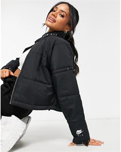 Укороченная стеганая куртка черного цвета из синтетического материала Air Nike