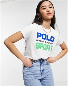 Белая футболка с логотипом Polo ralph lauren