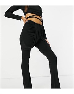 Черные расклешенные брюки со складками спереди и присборенной отделкой Fashionkilla Asyou