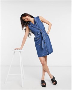 Синее джинсовое платье мини без рукавов Vero moda