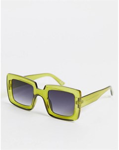 Солнцезащитные очки в массивной квадратной оправе в стиле 70 х зеленого цвета Recycled Asos design