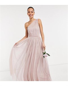 Розовое тюлевое платье макси на одно плечо для подружки невесты Anaya With Love Tall Bridesmaid Anaya tall