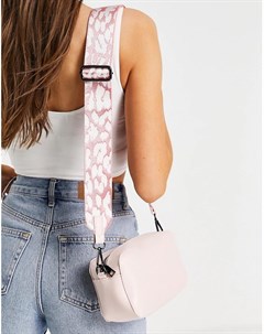 Розовая сумка на плечо с длинным ремешком и принтом Claudia canova