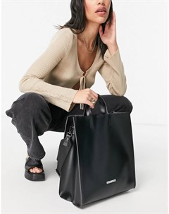 Черная гладкая сумка тоут на плечо с логотипом Claudia canova