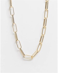 Эксклюзивное золотистое ожерелье с широкими переплетенными звеньями Designb london curve